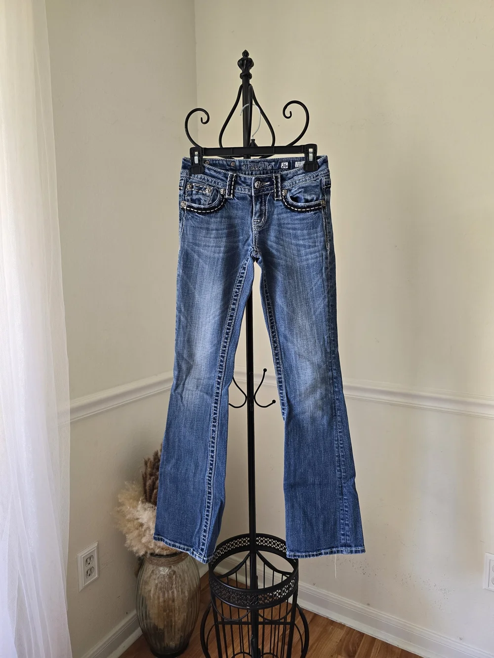 Miss Me Medium Blue Flared Jeans with Faded Detailing